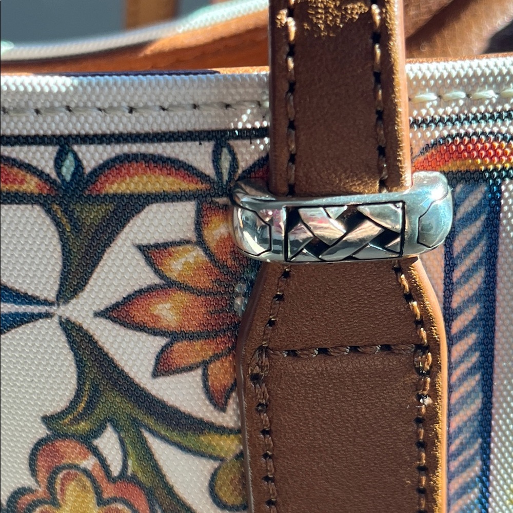 Brighton Bella Luca Coated Canvas Tote Bag with Brown Leather Straps - Picture 9 of 11